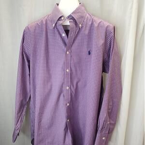 Ralph Lauren Purple Navy White 100% Cotton Button Down, 16.5 32/330